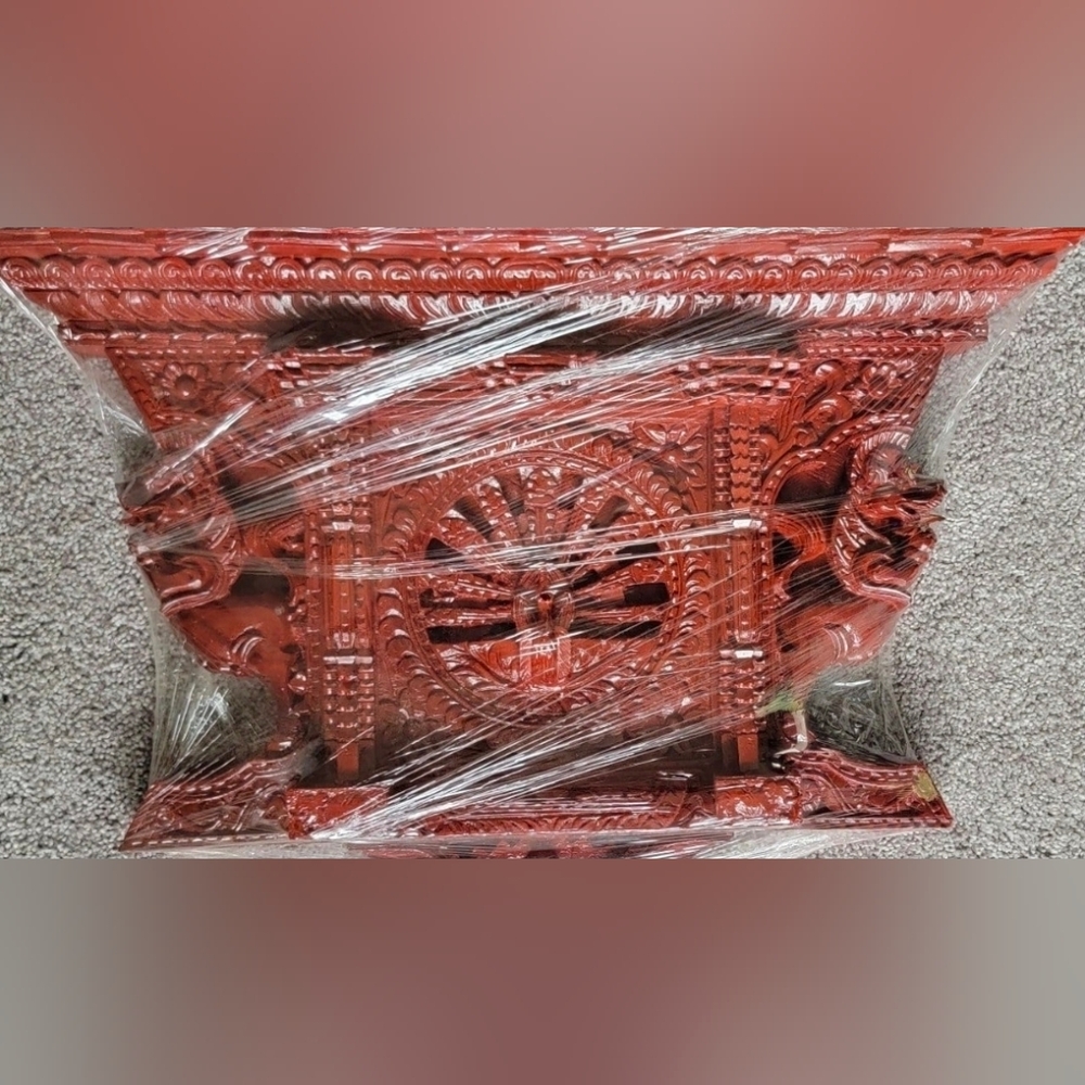 Vintage Peacock Eye Window From Nepal Hand Carved Wall HangArchitectural